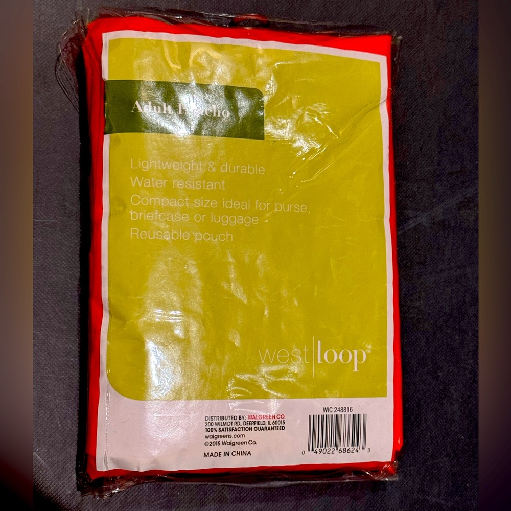 Rain Poncho Adult Size Orange